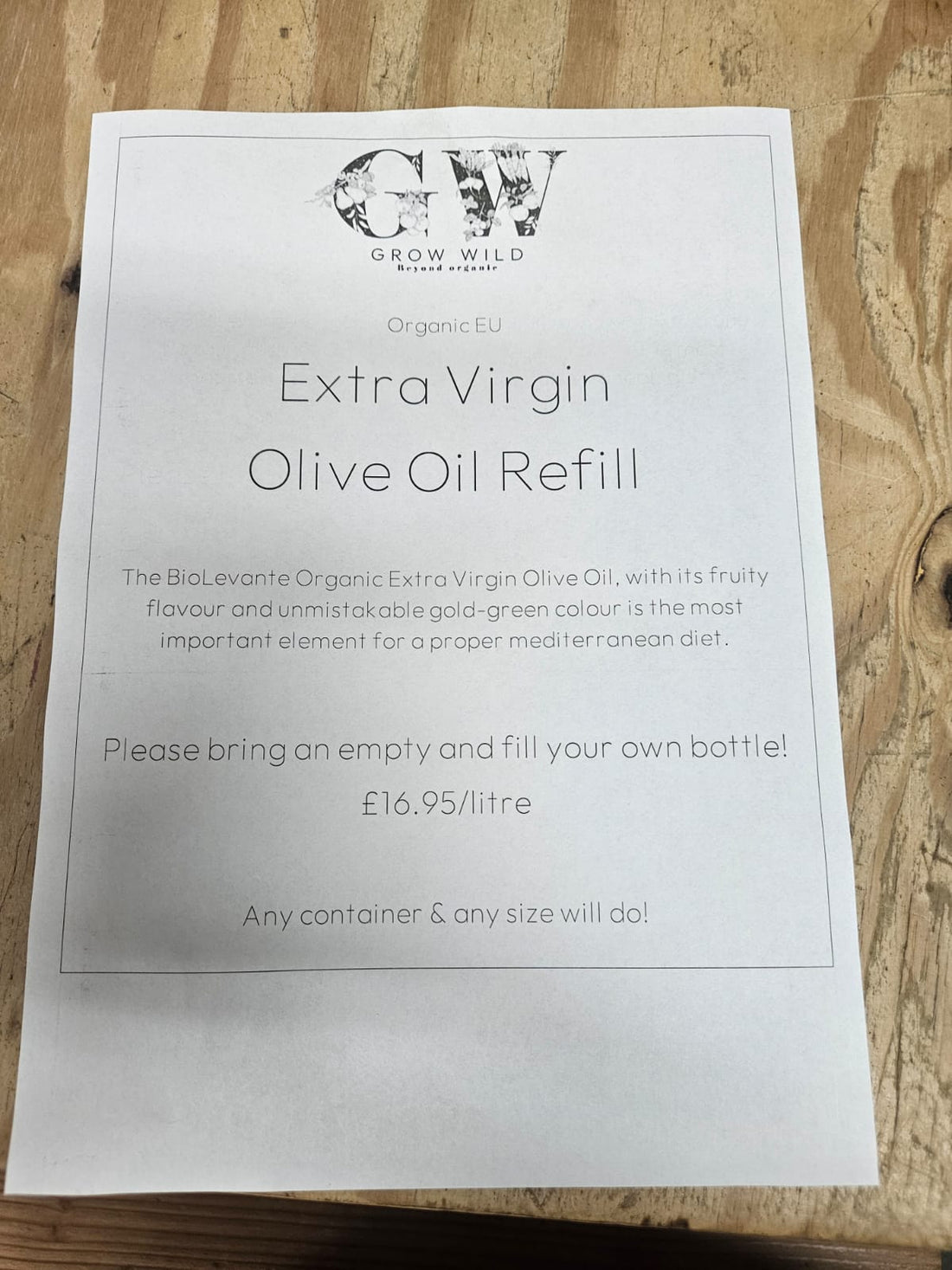 Extra Virgin Olive Oil, Refill