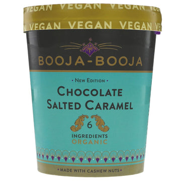 large tub of booja booja chocolate salted caramel ice cream