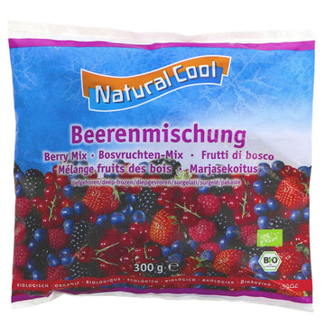 300g bag of organic mixed berries, including strawberries, blueberries, raspberries & red currants