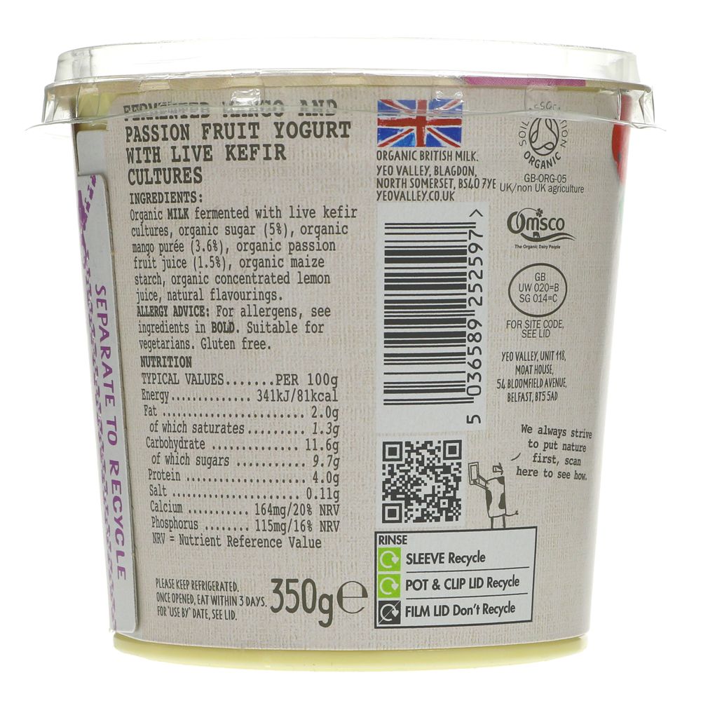 Kefir, Yeo Valley Mango 350g – Grow Wild